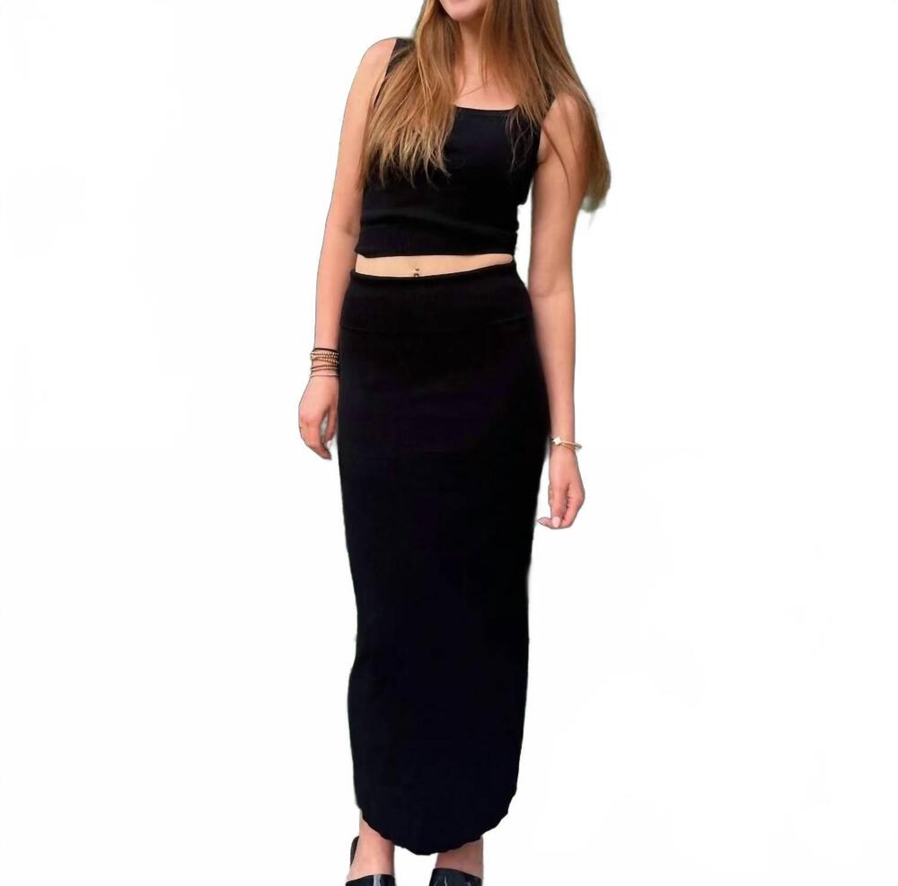 NEW ET CLET midnight summer knit tank top and maxi skirt set in black